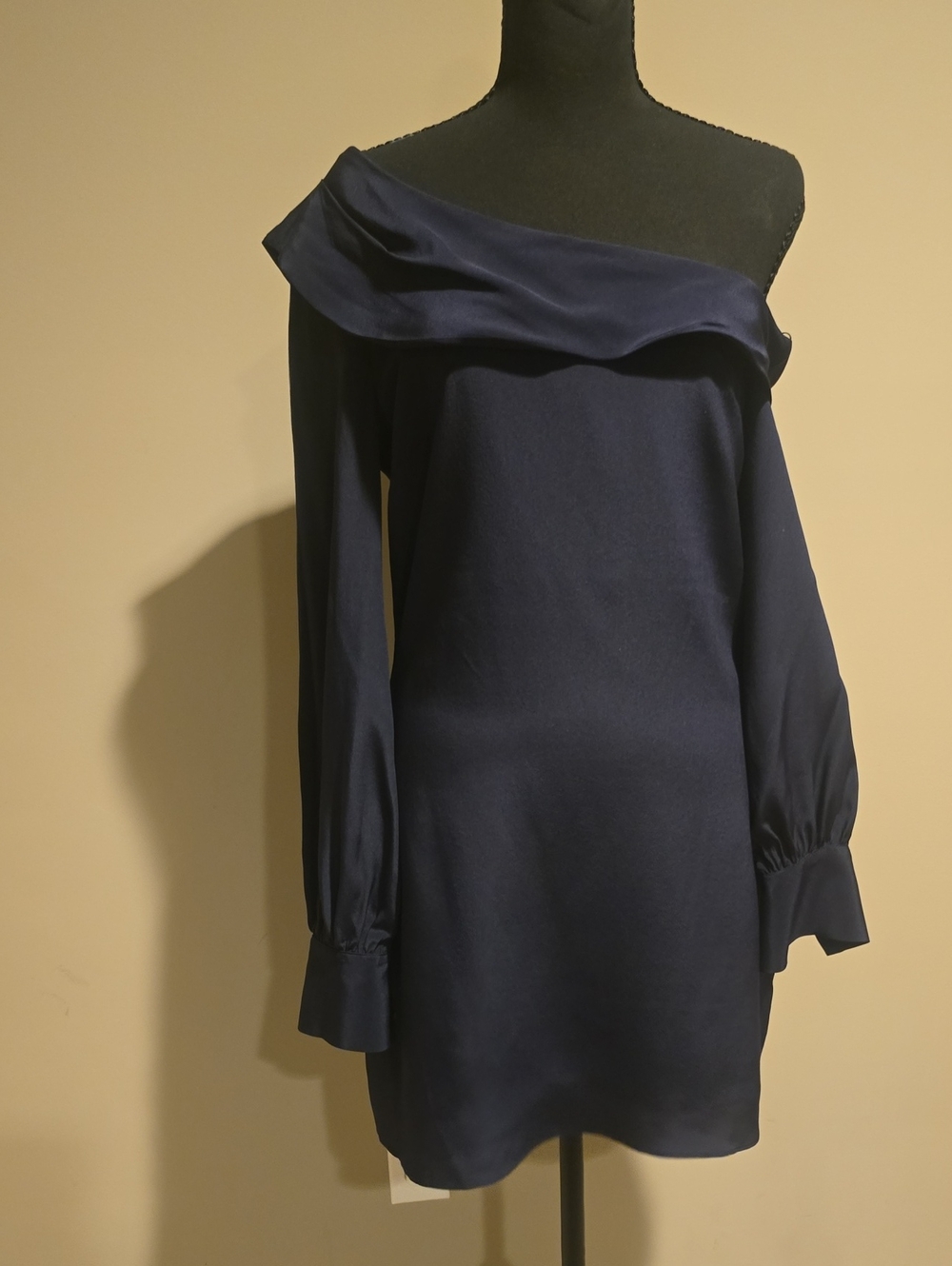 Lavender Brown Navy One-Shoulder Long Sleeve Dress